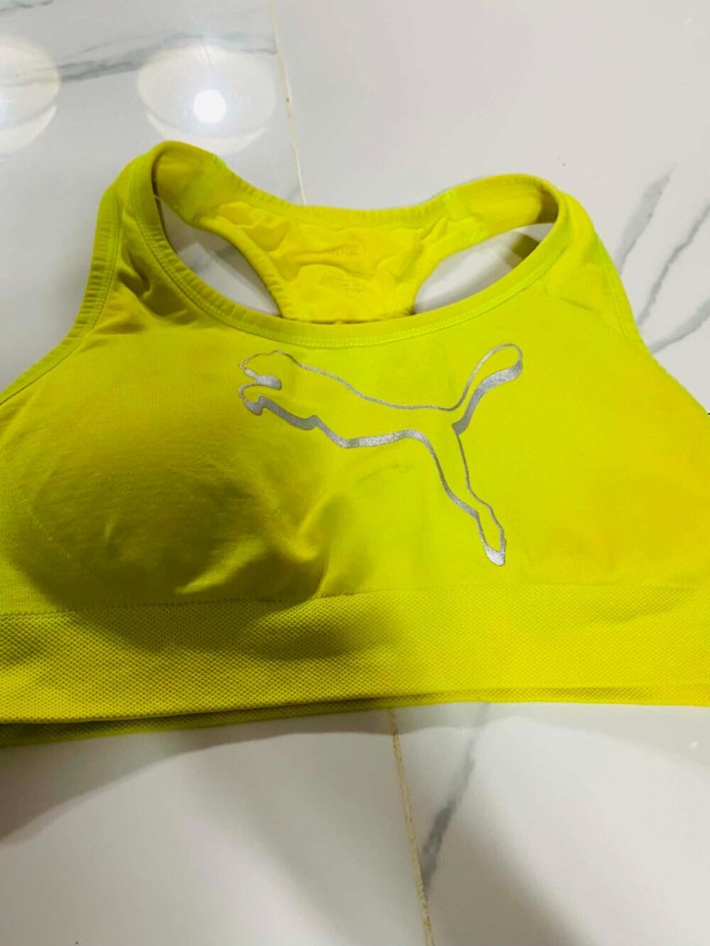 PUMA Neon Yellow Athletic Sports Bra - Pre-Loved Activewear